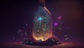 Magic Witchcraft Bottle with Shininng Glowing Wonder Inside It for Design