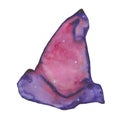 Magic wizard hat watercolor halloween. purple and crimson