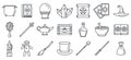 Magic wizard tools icons set, outline style