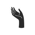 Magic woman hand palm gesture and fingers silhouette vector illustration Royalty Free Stock Photo