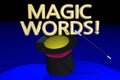 Magic Words Command Magician Hat Wand Royalty Free Stock Photo