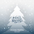 Magica Navidad, Spanish translation: Magic Christmas, vector silhouette christmas tree Royalty Free Stock Photo