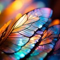 Macro moth wings. Magical colourful butterfly wing texture. AI generated.