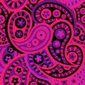 Magical Abstract-Paisley Dreams seamless repeat pattern background in pink, purple,black