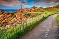 Magical Atlantic ocean coast in Brittany region, Ploumanach, France, Europe Royalty Free Stock Photo