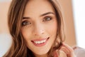 Close up look on beaming young woman Royalty Free Stock Photo