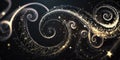 Magical black and silver swirling spiral fairy dust. Galaxy space design. Shimmer, sparkle, and glow.