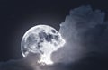 Magical Blue Fullmoon with clouds Royalty Free Stock Photo