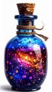 Magical Blue Glass Potion Bottle Filled With Galaxy On White Background Royalty Free Stock Photo