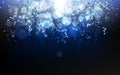 Magical blue, winter season, stars falling with ribbons confetti Royalty Free Stock Photo