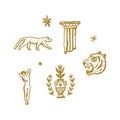 Magical Boho Clipart Greek Antique Logo or Labels Elements Magic Art