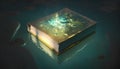 magical book on a background of the water. 3d render Royalty Free Stock Photo
