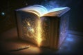 a magical book with a glowing light that indicates there is still some magic left in it.