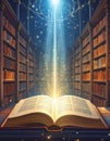 Magical Book of Knowledge in an Ancient Library Royalty Free Stock Photo