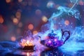 Magical burner with cute dreamlike smoke shapes illustrated fantasy