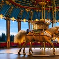 A magical carousel with intricately carved animals coming to life as it spins1, Generative AI