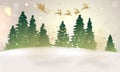 Magical christmas background with santa and christmas tree