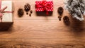 Magical christmas theme background, on wooden table Royalty Free Stock Photo