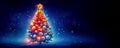 Magical Christmas Tree with Sparkling Decorations - Generative AI Royalty Free Stock Photo