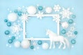Magical Christmas Unicorn North Pole Background Border Frame Royalty Free Stock Photo