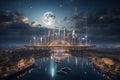 Moonlit Marvel: Mythical Floating City - City Arch