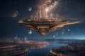 Moonlit Marvel: Mythical Floating City - Floating Metropolis