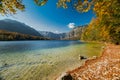 Magical colorful and vibrant autumn at the lake