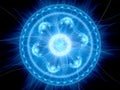 Magical crazy blue glowing mandala Royalty Free Stock Photo