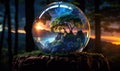Magical crystal ball holds a captivating dreamscape within, inviting exploration of the imagination