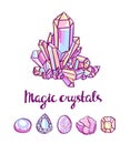 Magical crystals. Jeweler card.