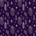 magical crystals and mystical gems seamless pattern.