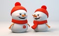 Magical 3D Snowmen with Vibrant Red Hats: A Unique Holiday Delight!