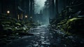 Magical Dark fairytale fantasy forest. Generative AI