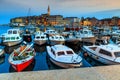 Magical dawn with Rovinj old town,Istria region,Croatia,Europe Royalty Free Stock Photo