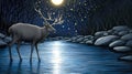 magical deer scenery poster generative AI