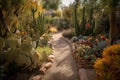 magical desert garden, filled with cacti, succulents, and other hardy flora