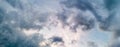 Magical dramatic sunset sky with fluffy clouds as background. Banner. Soft focus. Royalty Free Stock Photo