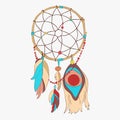 Magical dreamcatcher with sacred feathers to catch dreams pictogram icon Royalty Free Stock Photo