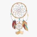 Magical dreamcatcher with sacred feathers to catch dreams pictogram icon Royalty Free Stock Photo