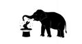Magical Elephant Pulls Rabbit from Top Hat Silhouette Royalty Free Stock Photo