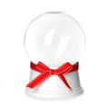 Magical empty snow globe with red bow