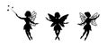 Magical fairies. Little creatures with wings. Mythical fairy tale characters in cute dresses. Magical fairies