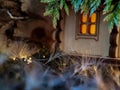 - a magical fairy-tale house in the forest. there is a light in the window Royalty Free Stock Photo