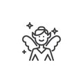 Magical fairy with wings outline icon