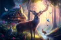 Magical fairytale forest, with lush foliage, enchanting creatures, and a sense of wonder that transports you to a