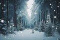 a magical fantasy christmas forest, with trees and snow