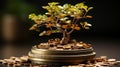 Magical Fantasy Money Tree Concept of Money Investment Focused Foreground