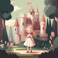 Magical Feminine Castle Illustration for Invitations and Posters.