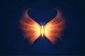 Magical fire butterfly, composed from light particles. Vector illustration