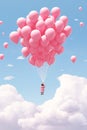 Magical Flight: A Little Girl\'s Journey with Pink Balloons, Imag